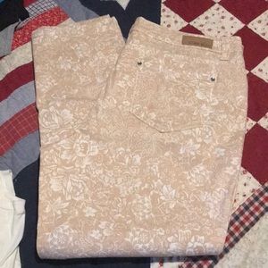 Code Bleu Jeans with tan and white floral print